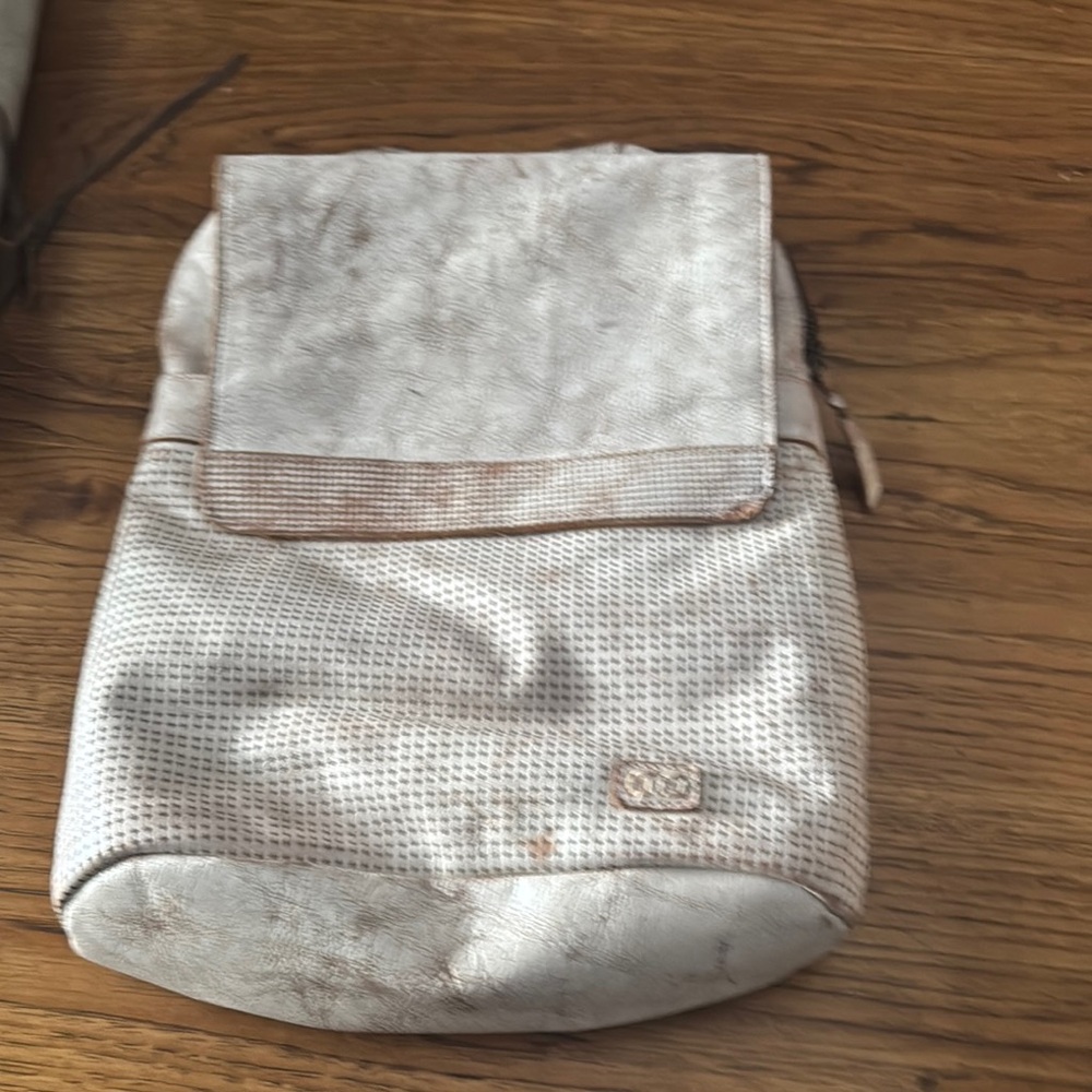 Bed Stu Patsy White-washed and Brown Leather Backpack